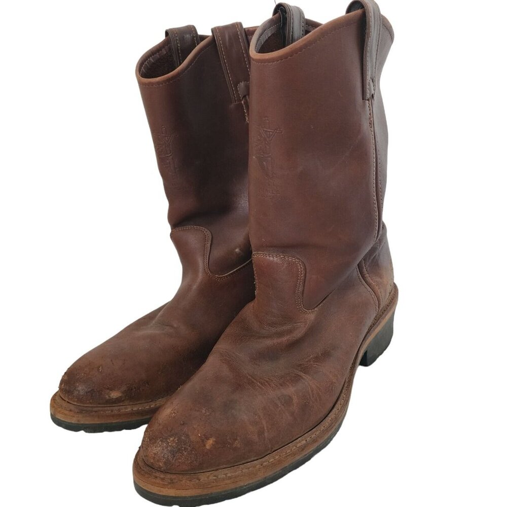 JH Hall Steel Toe Mens Boots 11.5 D Brown Pull On